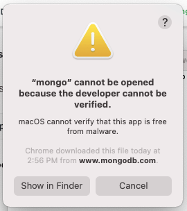 MongoDB execution blocked MongoDB execution blocked
