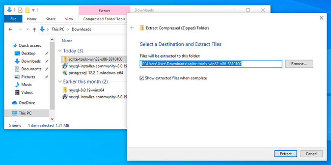 SQLite extract window SQLite extract window