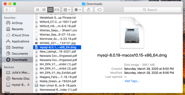 MySQL downloaded DMG MySQL downloaded DMG