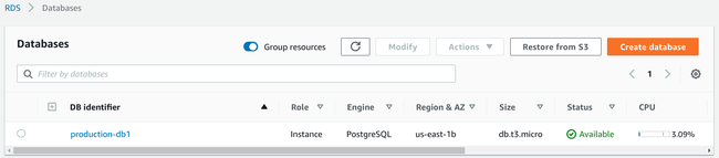 New database instance New database instance