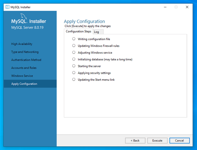 MySQL apply configuration MySQL apply configuration