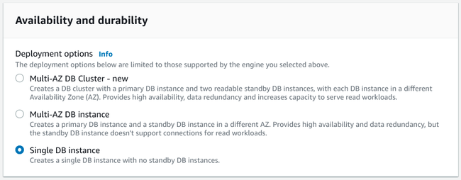 Choose single DB instance Choose single DB instance