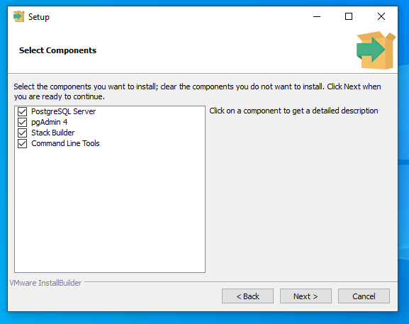 PostgreSQL choose components PostgreSQL choose components