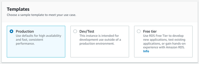 Choose production template Choose production template