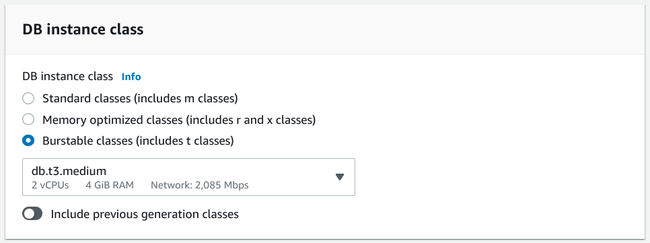 Choose instance class Choose instance class