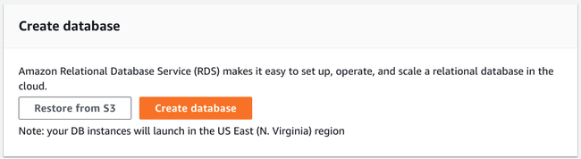 Create database button Create database button
