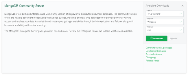 MongoDB download page MongoDB download page