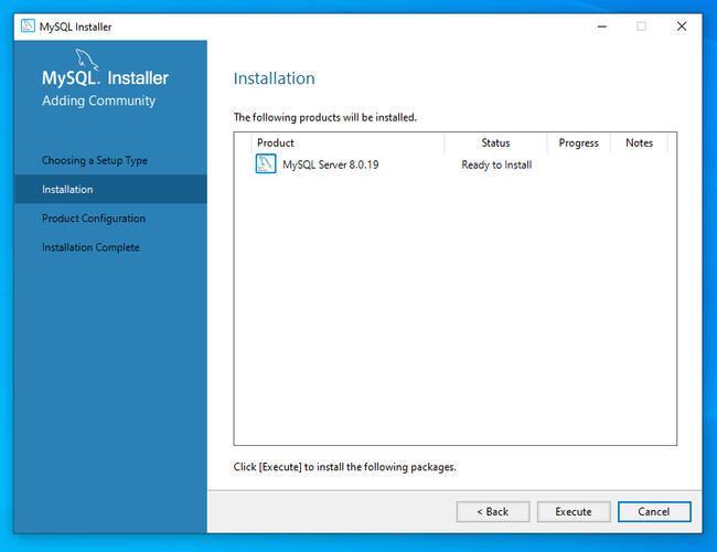 MySQL installation confirmation MySQL installation confirmation