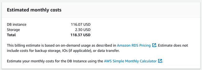Estimated cost Estimated cost