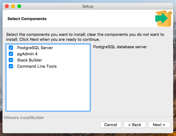 PostgreSQL choose components PostgreSQL choose components