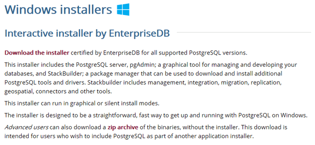 PostgreSQL initial download page PostgreSQL initial download page