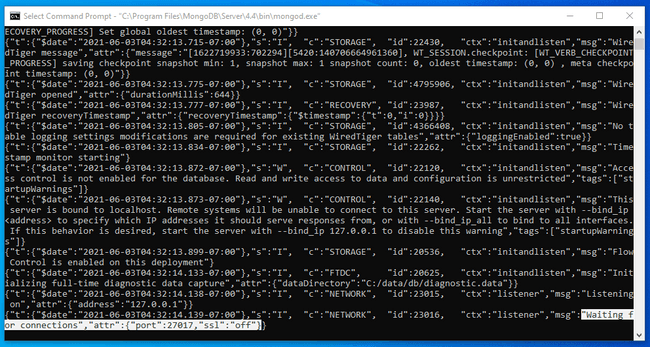 MongoDB waiting for connections MongoDB waiting for connections